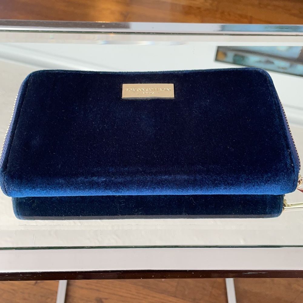 Royal blue velvet wallet